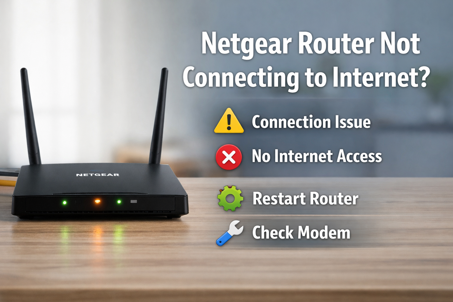 Netgear router not connecting to the internet with warning lights