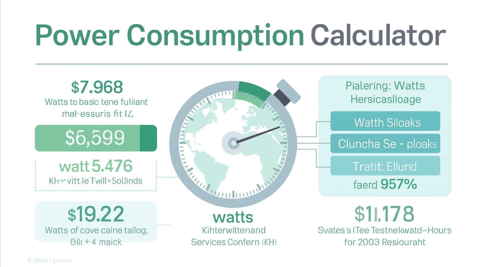 Power consumption calculator converting watts to kWh for daily, monthly, and yearly energy estimates